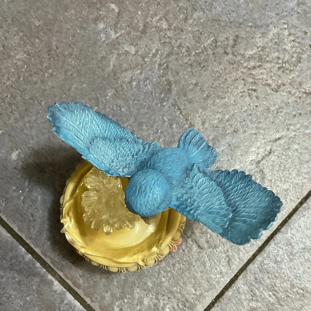 Blue and Orange Decorative Bird Perch Fountain - Unbranded